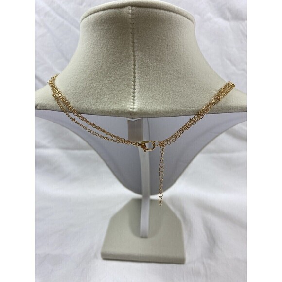 Gold Tone Layered Necklace Circle Bar Pendant Classic Boho Festival - Picture 5 of 13